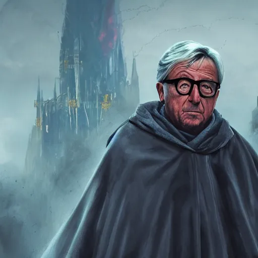 Image similar to Jean-Claude Juncker as a sith lord, post-apocalyptic, Munich, wlop, artstation