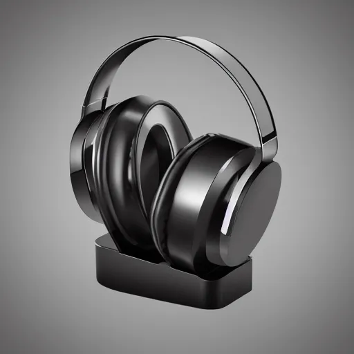 Image similar to wireless headphone stand, futuristic, techno, cyberpunk, product design, render, cute, swag, geometric, fun, iconic