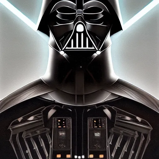 Prompt: symmetry!! portrait of darth vader, sci - fi, tech wear, glowing lights!! intricate, elegant, highly detailed, digital painting, artstation, concept art, smooth, sharp focus, illustration, art by artgerm and greg rutkowski and alphonse mucha