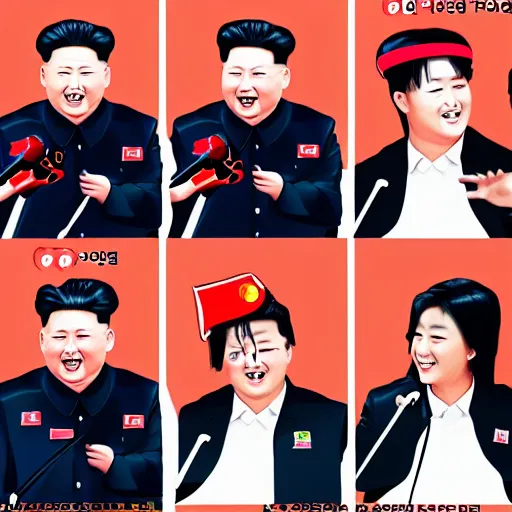 Image similar to kim jong un as k - pop idol dancing on the south korean k - pop stage, digital art, artstation