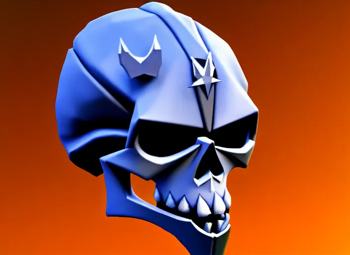 Image similar to hooded skull, stylized stl, 3 d render, activision blizzard style, hearthstone style, crash bandicoot artstyle