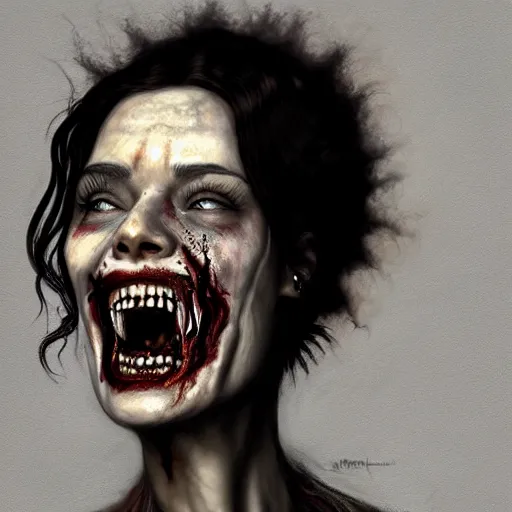 Prompt: color head portrait of lena headey grinning as a zombie, 7 days to die zombie, gritty background, fine art, award winning, intricate, elegant, sharp focus, cinematic lighting, digital painting, 8 k concept art, art by michael hussar, art by brom, art by guweiz and z. w. gu, 8 k