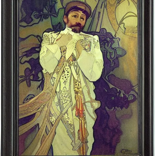 Prompt: portrait of charles 4 th by alfons mucha