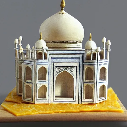 Image similar to cheese a reconstruction of the cheese taj mahal made ot of different cheeses, cheese