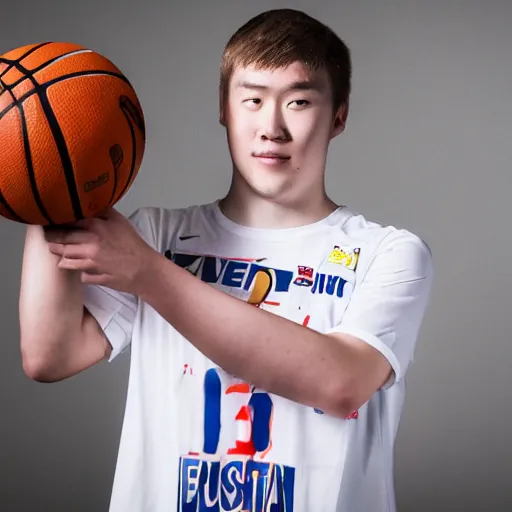 Prompt: a portrait of Jon Havnesköld, a young man living in Luleå, with South Korean lineage, born in 1995 he works as a physical trainer for Luleå Basket and as a production coordinator at a communication agency