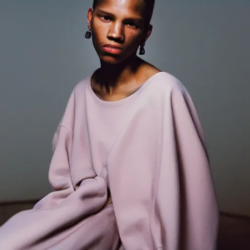 Image similar to realistic photoshooting for a new balenciaga!!! lookbook, color film photography, photo of a woman, photo in style of tyler mitchell, 3 5 mm