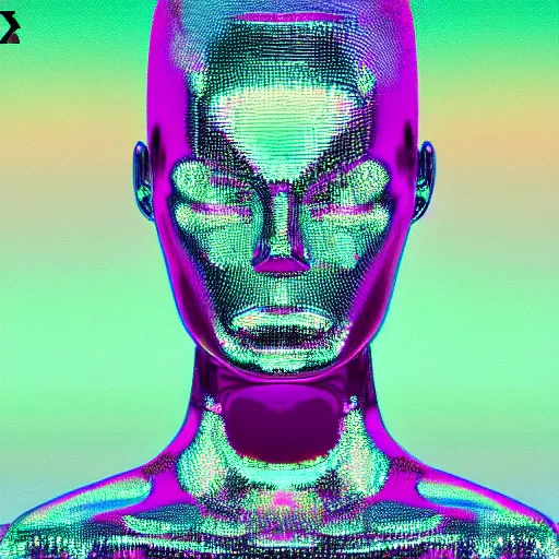 Prompt: maximalist pastel chrome futuristic album cover image hi res resolution chrometype acid