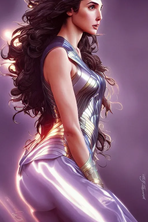 Image similar to very very beautiful longshot photo of fluffy Gal Gadot , intricate, elegant, highly detailed, artstation, concept art, smooth, sharp focus, illustration, art by artgerm and moebius and alphonse mucha