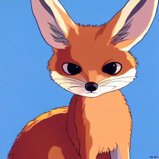 Prompt: fennec fox, by studio ghibli