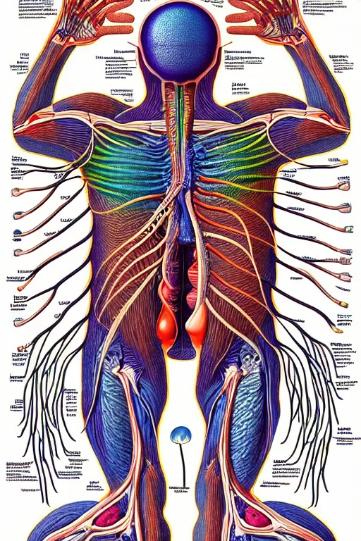 Image similar to psychedelic anatomically accurate labeled medical diagram of alien animal, intricate parts, fine details, hyper realistic, elegant minimalism, by seichen, surreal