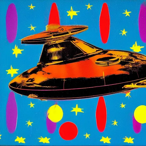 Prompt: space ship by andy warhol