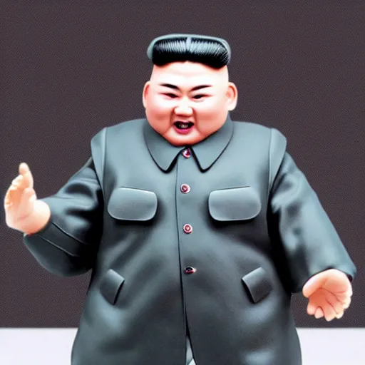 Image similar to kim jong un doll screaming at bts concert octane render