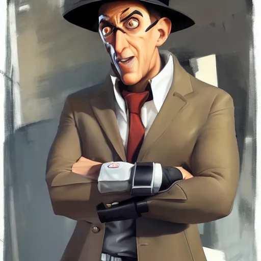 Image similar to greg manchess portrait painting of the inspector gadget as overwatch character, medium shot, asymmetrical, profile picture, organic painting, sunny day, matte painting, bold shapes, hard edges, street art, trending on artstation, by huang guangjian and gil elvgren and sachin teng