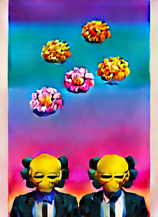 Image similar to flower men by shusei nagaoka, kaws, david rudnick, airbrush on canvas, pastell colours, cell shaded, 8 k