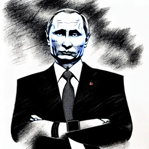 Prompt: concept art of vladimir putin's as a nuclear blast, cartoonish, ultra detailed pencil drawing