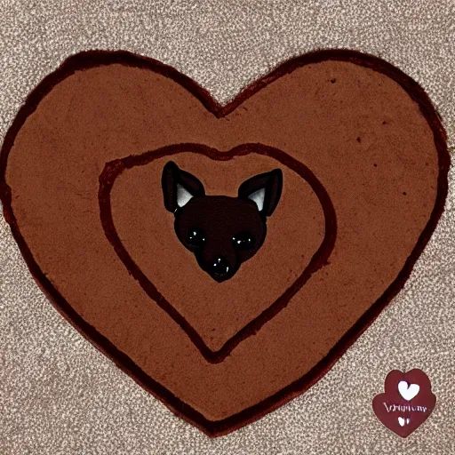 Image similar to a heart shaped brown yorkshire dog in the shape of a heart, chocolate