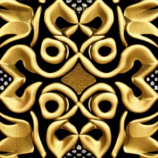 Image similar to 3d render of an abstract medieval pattern gold tile, symetrical