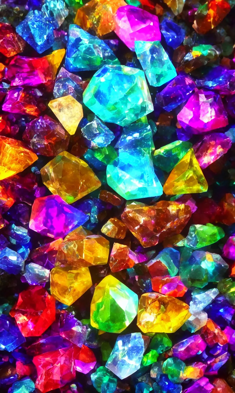 Prompt: material study, photo realistic crystals and games, beautiful, colorful, sharp focus, highly detailed, black background