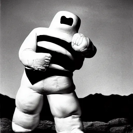 Prompt: stay puft marshmallow man during the biblical photo by dante