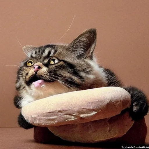 Image similar to You probably thought I was a loaf of bread, but I'm not bread, I'm a cat! Please don't eat me!!!