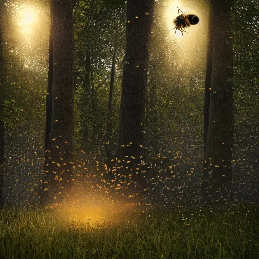 Image similar to hyperrealistic dslr film still of jim carry, bees, trees, stunning 8 k octane comprehensive 3 d render, inspired by istvan sandorfi & greg rutkowski & unreal engine, perfect symmetry, dim volumetric cinematic lighting, extremely hyper - detailed, extremely lifelike attributes & lifelike texture, intricate, masterpiece, artstation, stunning