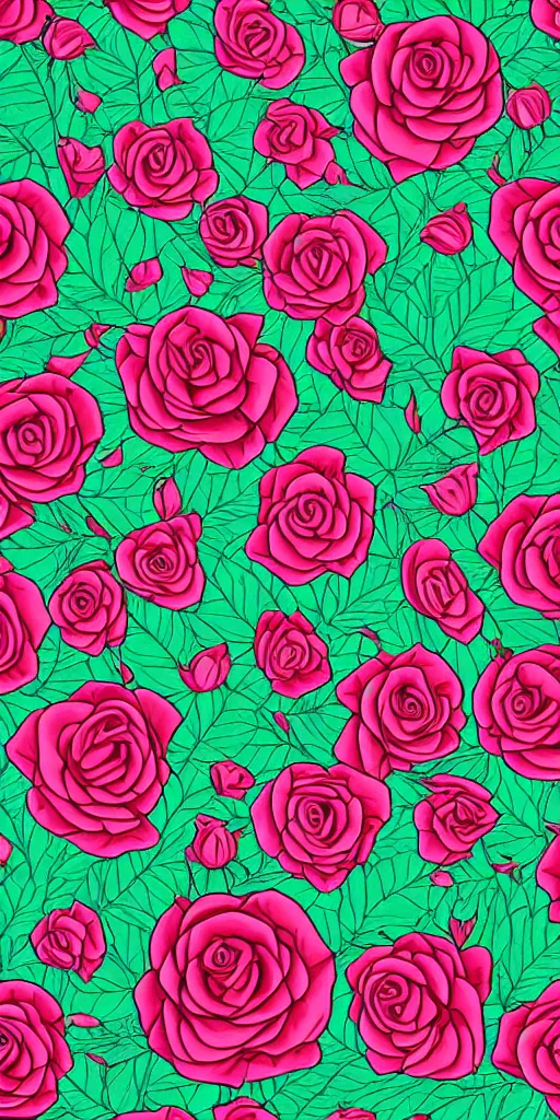 Image similar to seamless pattern of beautiful roses with leaves and throns, colourful, symmetrical, repeating 35mm photography