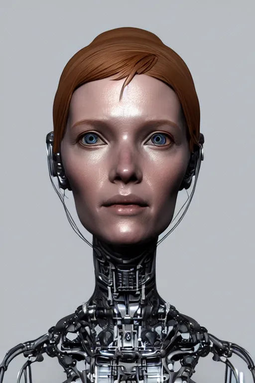 Image similar to portrait of a female robot mother, intricate, dystopian, toy, sci - fi, extremely detailed, digital painting, sculpted in zbrush, artstation c