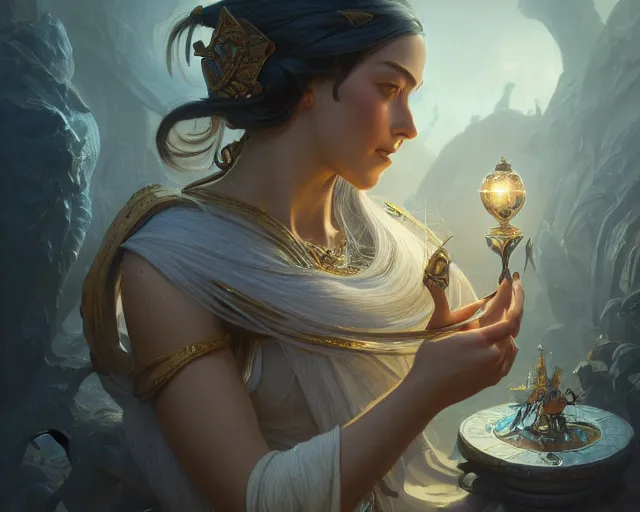 Prompt: photography of georg jensen, deep focus, d & d and mtg, fantasy, intricate, elegant, highly detailed, digital painting, artstation, concept art, matte, sharp focus, illustration, hearthstone, art by artgerm and greg rutkowski and alphonse mucha