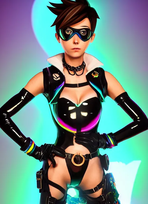 first-cobra23: Tracer from Overwatch wearing latex clothing, hyper