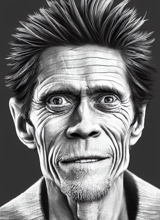 Image similar to willem dafoe portrait illustrated by rossdraws, digital artwork 4 k