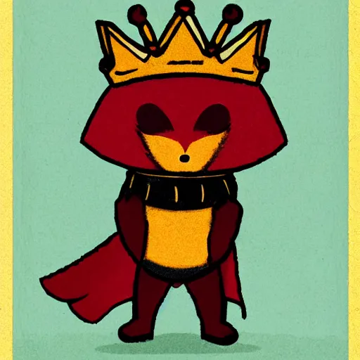 Image similar to cute little anthropomorphic foxy knight wearing a cape and a crown