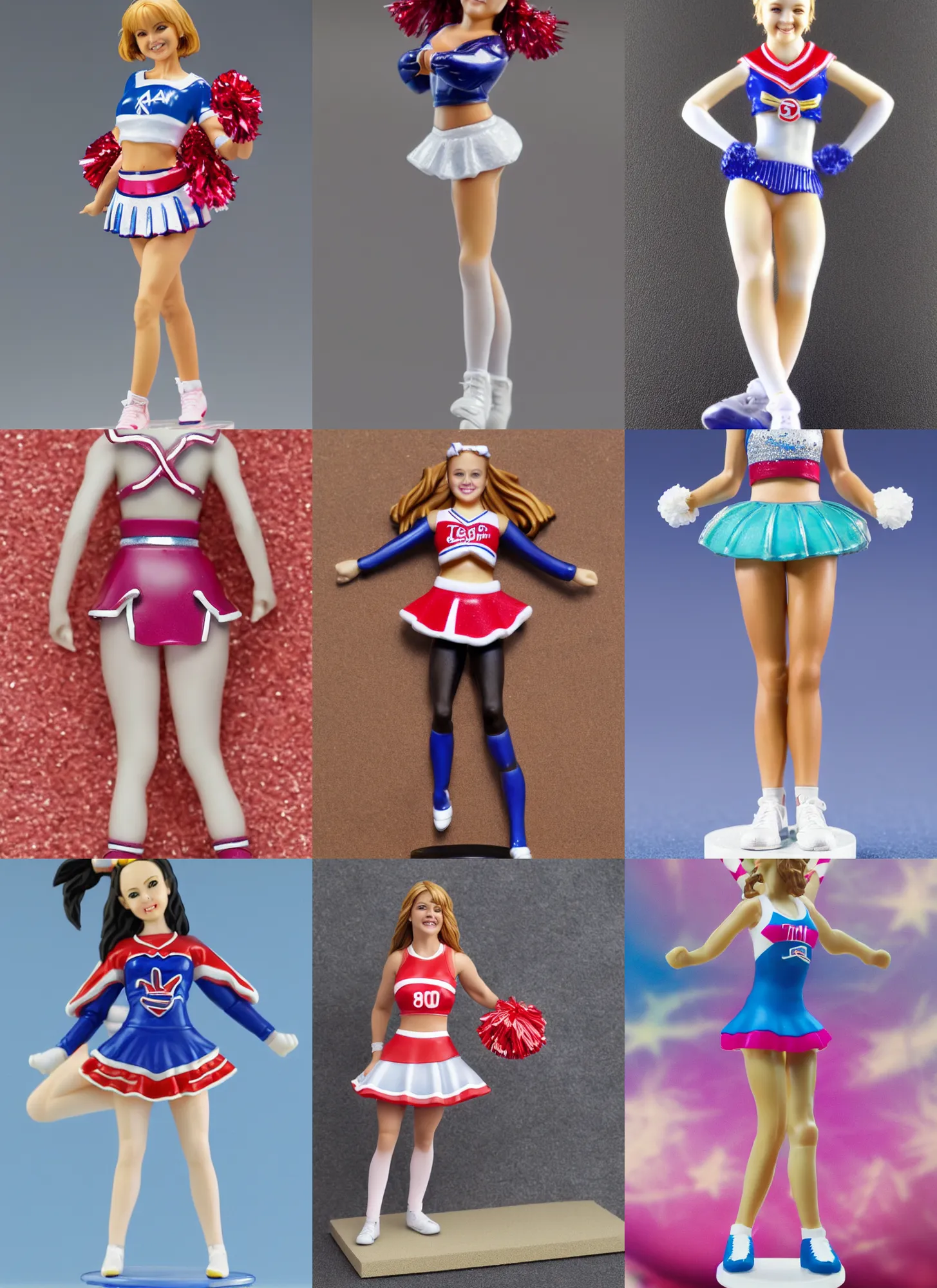 Prompt: 80mm resin detailed miniature of a teenage girl cheerleader, thigh, Product Introduction Photos, 4K, Full body