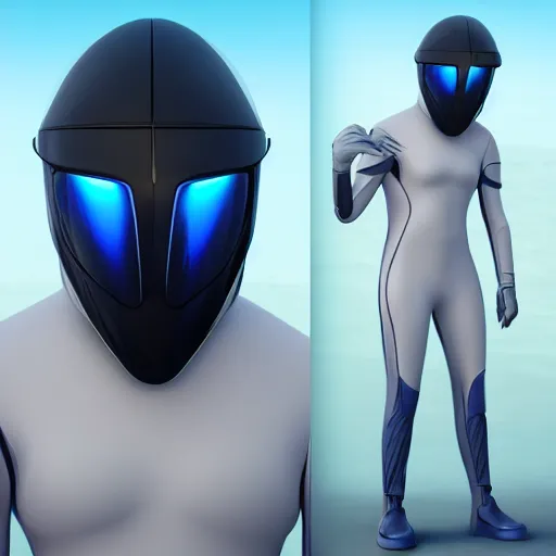 Image similar to furry art, synthetic male anthro android with head replaced by a dolphin's, wide neck, sleek waterproof design, dark opaque visor over top of face, half - body commission on furaffinity, cgsociety, octane render