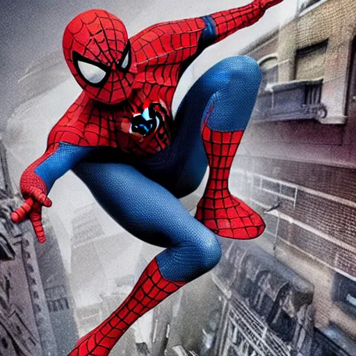 Image similar to spiderman as sherlock holmes, an film of sam raimi