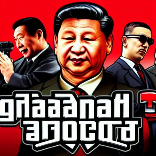 Image similar to xi jinping as a mafia boss in shanghai, grand theft auto style