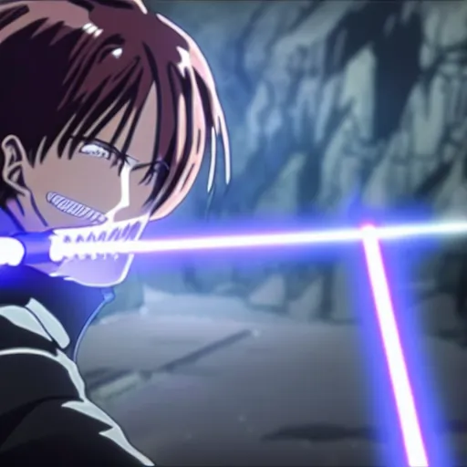 Levi Ackerman from Attack on Titan using lightsabers,, Stable Diffusion