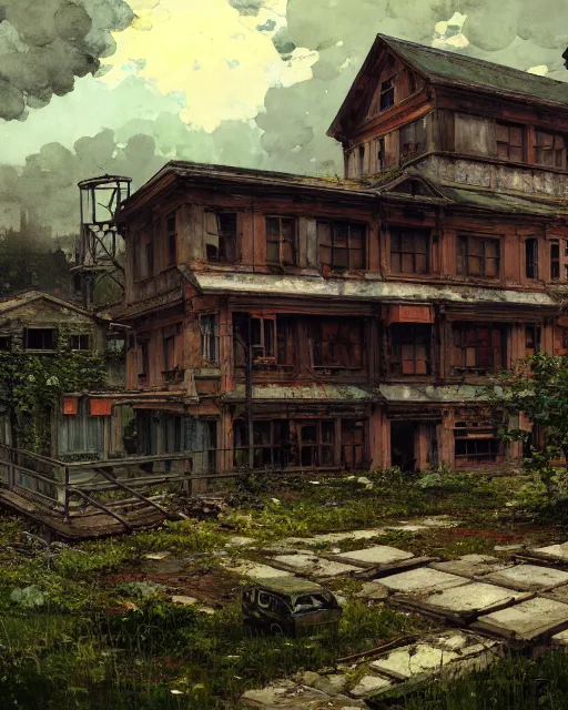Image similar to a beautiful photorealistic highly detailed coach house city abandoned nature by winslow homer, apocalyptic studio ghibli universe evil postcyberpunk futuristic sci - fi elysian, archdaily, wallpaper, highly detailed, trending on artstation.
