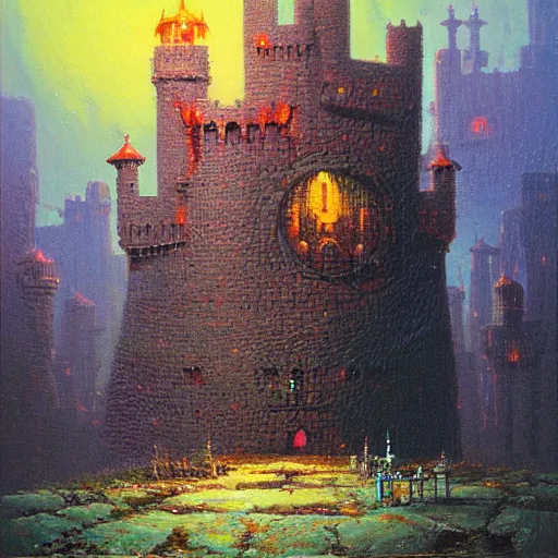 Image similar to a large walking castle by paul lehr