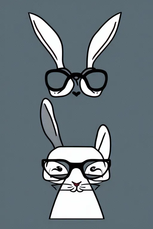 Prompt: Portrait of a rabbit wearing glasses in the style of die cut sticker ,illustration, highly detailed, no gradients