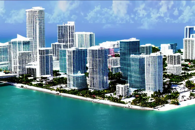 Image similar to Miami city in the style of Grand theft auto, 4k, 8k