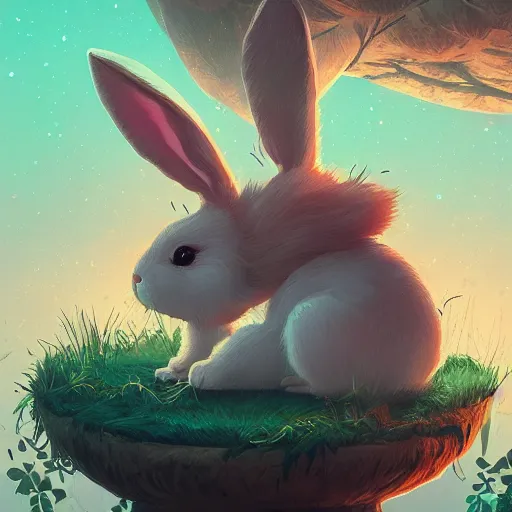 Image similar to cute rabbit by victo ngai and andreas rocha and greg rutkowski trending on artstation unreal engine 8 k hd wallpaperjpeg artifact blur