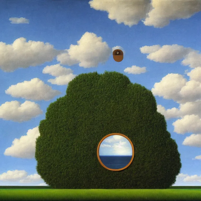 Image similar to window in distance in the middle of the sky, by rene magritte, centered, detailed painting, hd, hq, high resolution, high detail, 4 k, 8 k