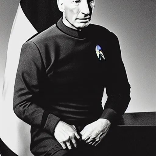 Image similar to captain jean luc picard of the U.S.S. Enterprise