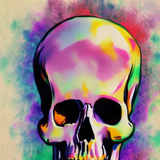 Image similar to skull cake abstract impressionism style fine painting