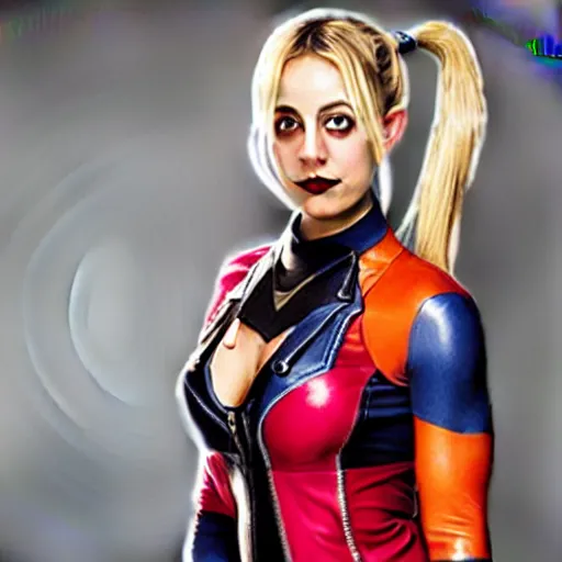 Image similar to A still of Kaley Cuoco as Harley Quinn