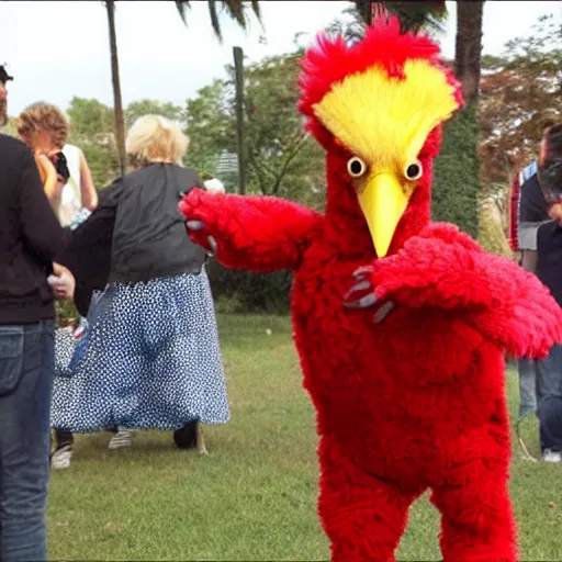 Image similar to chris evans wearing a funky chicken costume