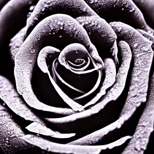 Image similar to award - winning macro of a beautiful black rose made of glowing molten magma