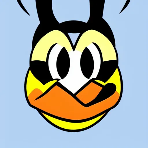 Prompt: daffy duck disney character, symmetrical portrait, duck face, duck bill, disney cartoon portrait