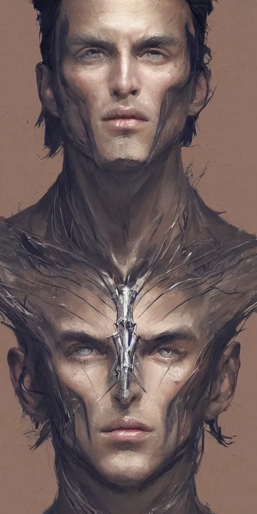 Image similar to a professional full portrait painting of a handsome young wizard olive skin, buzzed short dark hair, beautiful bone structure, symmetrical facial features, casting an evil spell, a floating glowing spellbook, , intricate, elegant, digital painting, concept art, smooth, sharp focus, illustration, from Metal Gear, by Ruan Jia and Mandy Jurgens and Artgerm and William-Adolphe Bouguereau