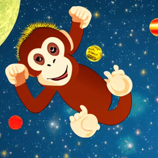 Image similar to A cartoon of a monkey in space